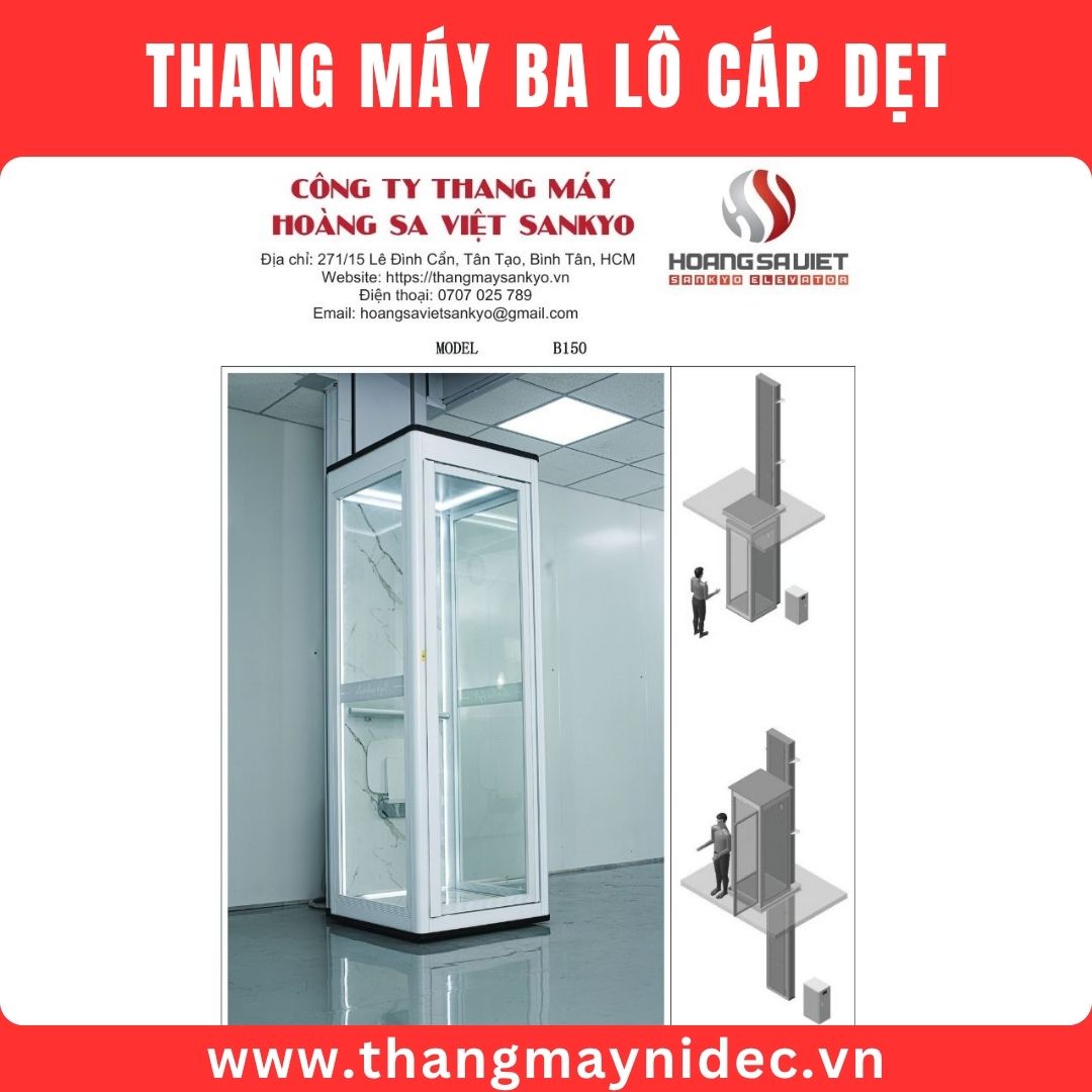 thang máy cáp dẹt balo